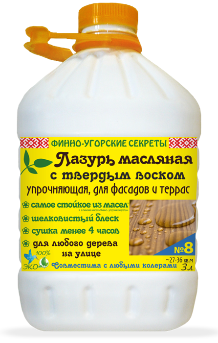 Масляная лазурь с твердым воском для фасадов и террас  . №8 ФУС8 - фото 6208